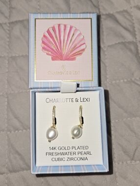 Charlotte & Lexi 14K Gold Plated Freshwater Pearl Drop Earrings - White Pearls